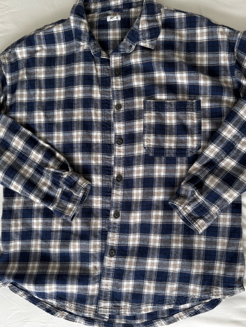 Garage Navy and White Plaid Button-Down Shirt